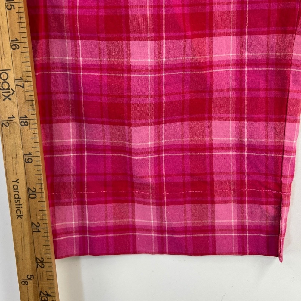 David Brooks Pink Plaid Crop Pants Size 4 Stretch Coastal Preppy Golf Resort - Picture 6 of 7